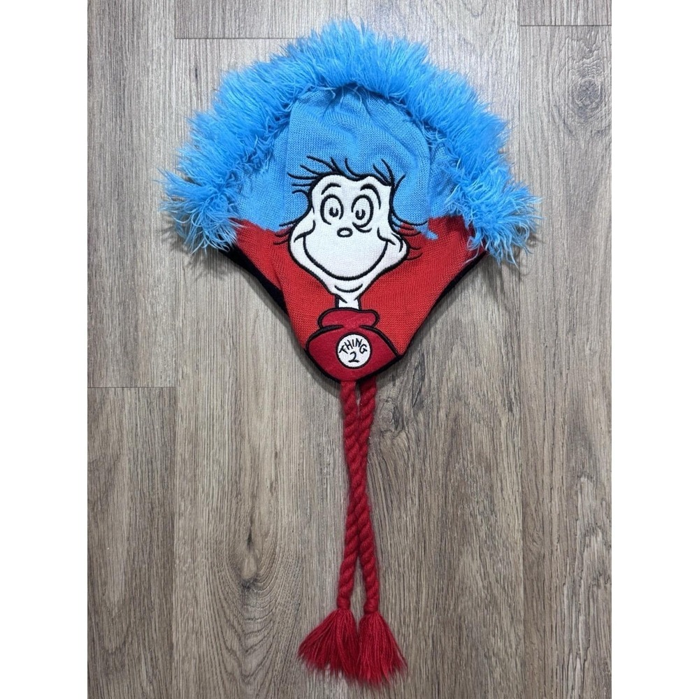Vintage 2000 Dr. Seuss‎ Cat in The Hat Thing 1&2 Ear Flaps Hat